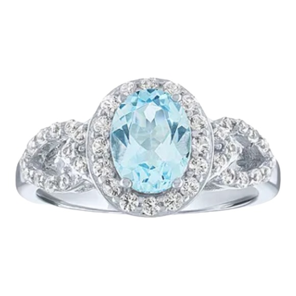 Womens Lab Created Blue Topaz Sterling Silver Cocktail Ring, Size 7, NWT - Picture 1 of 8